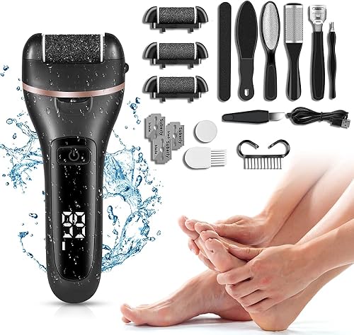 Miniatura 2 de Removedor eléctrico de callos y pulidor de pies, recargable, impermeable, juego de pedicura (negro), 20 unidades (paquete de 10)