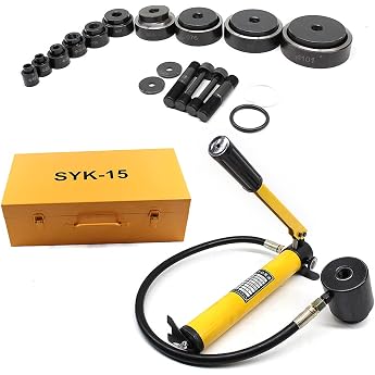 Hydraulic Sheet Metal Hole Punch Cylinder Punch Machine Kit Hydraulic Tools Punch Tool Knockout Hydraulic Set Hydraulic Pump Efficient in Case Cutting Die 15T 16-101 mm