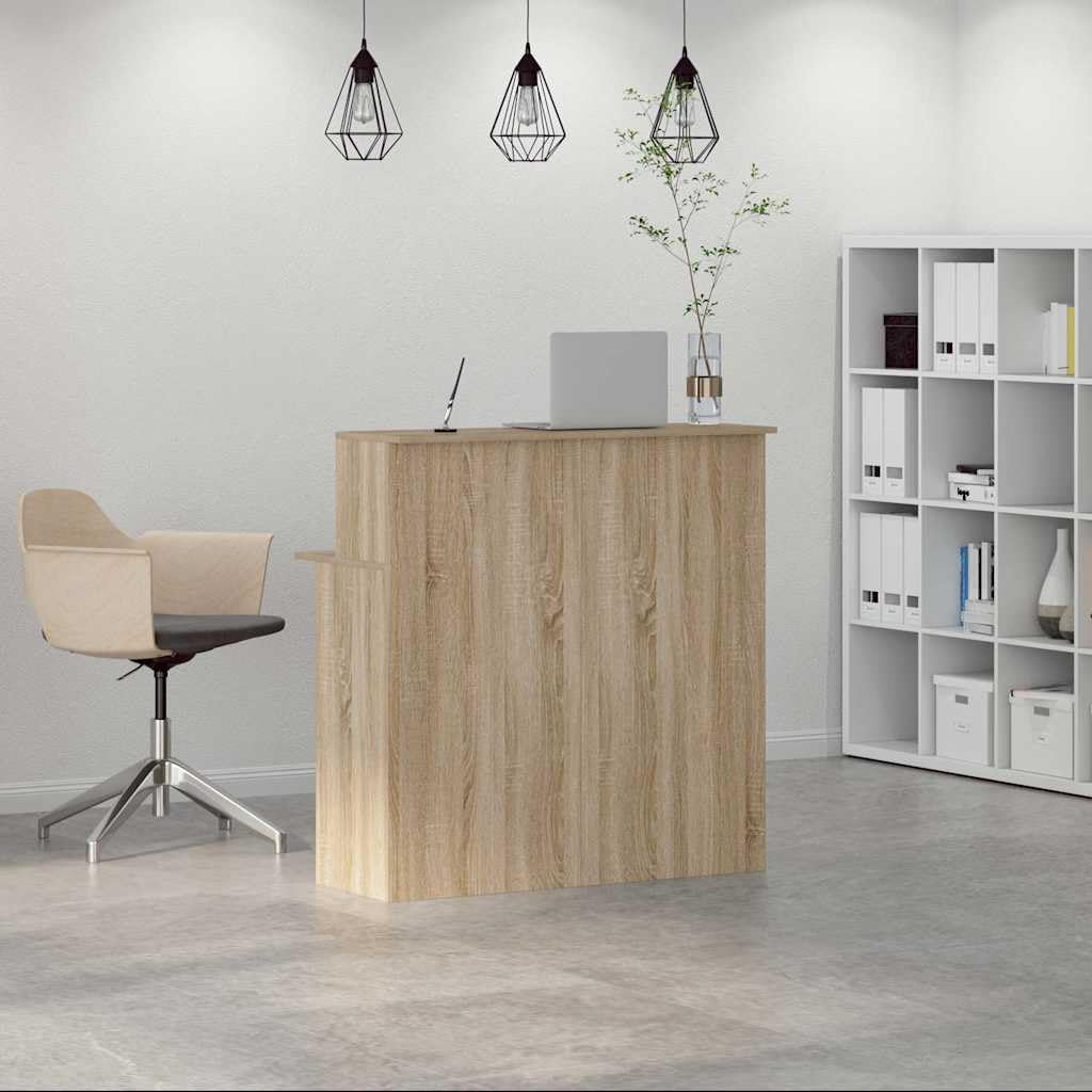 Générique Bancone di ricezione in legno di ingegneria, 100 x 50 x 103,5 cm, con ripiano integrato, scrivania per interazioni discrete, per riporre forniture ideale per uffici,
