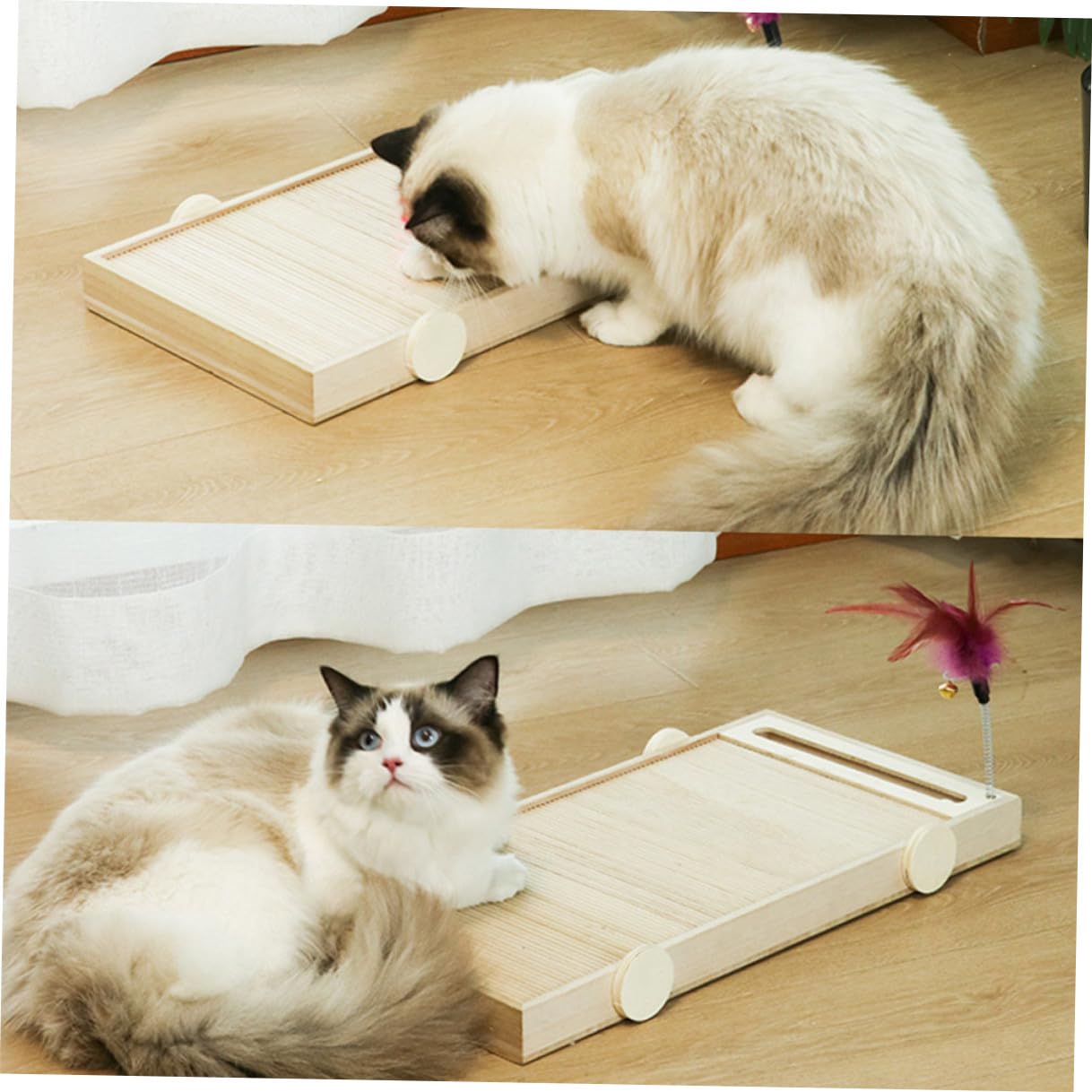 ERINGOGO Tiragraffi per Gatti in Legno Resistente e Multiuso, Tappetino per Graffiatura Durevole Che Protegge Mobili, per Pet Supply e attività del Gatto