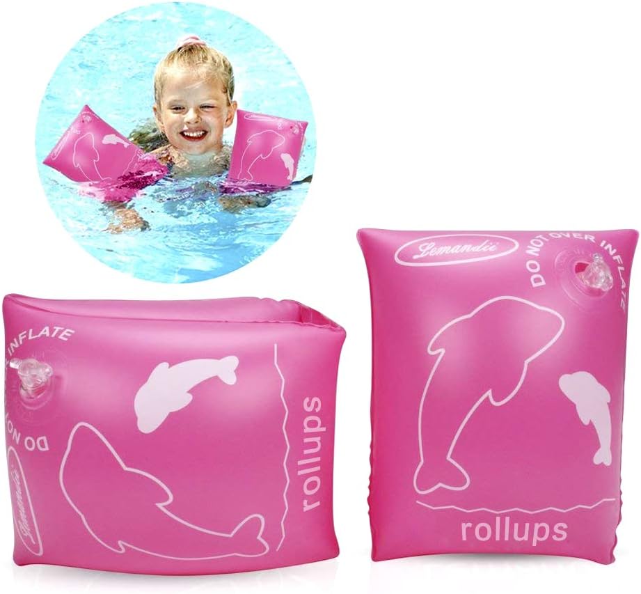 ALIXIN - CP052 Floater Inflatable Swimming Inflatable Armbands Rings, Floats Water Wings Arm Bands，Floater Sleeves Swimming Rings Tube Armlets for Kids Toddlers and Adults. (0-4 years kids, Pink)