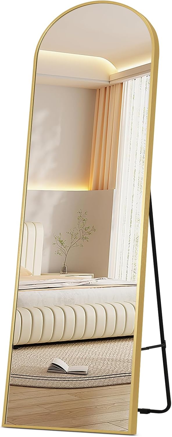 Arched Full-Length Floor Mirror | Premium Aluminum Frame & Shatterproof Glass for Modern Home/Boutique Decor