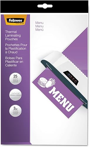 FEL52011 - Fellowes Glossy Pouches - Menú, 3 mil, paquete de 25