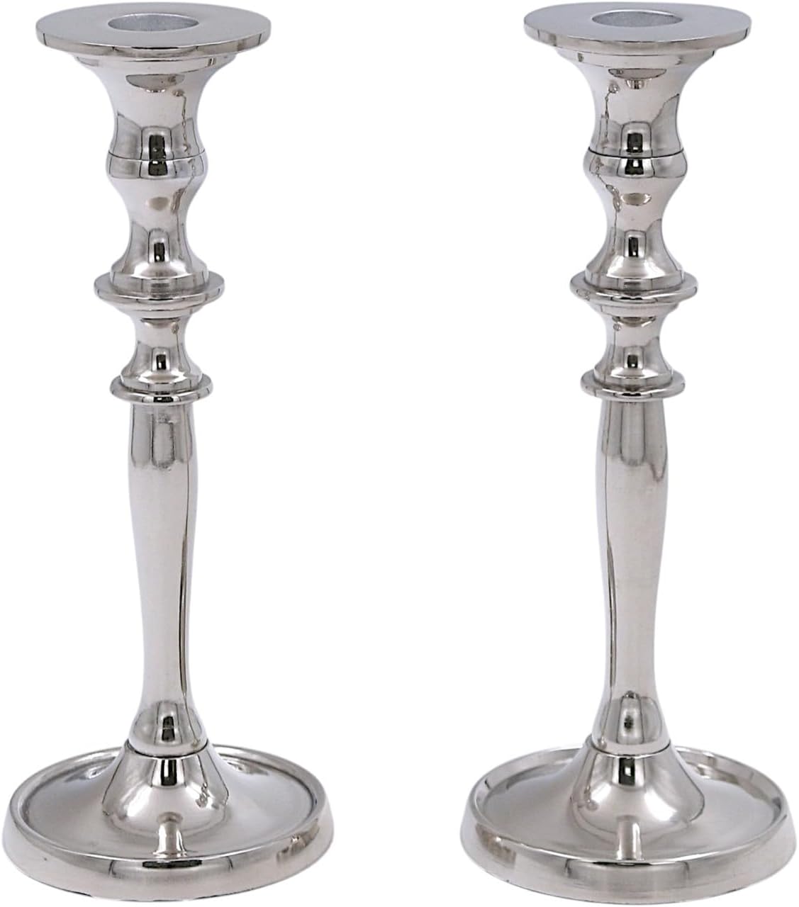 Hosley Set of 2 Silver Finish Taper Candle Holder 8" High. Ideal Gift and Use for Weddings, Party, Spa or Aromatherapy W1