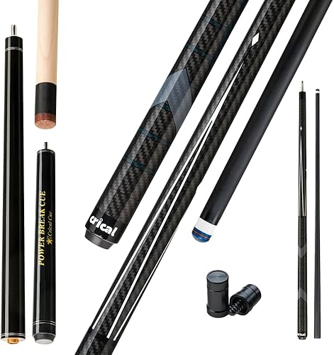 CRICAL Taco de piscina de fibra de carbono y taco de salto pesado (marca de 58 pulgadas con junta de 38 x 8 pines y punta de 0.492 in con punta de