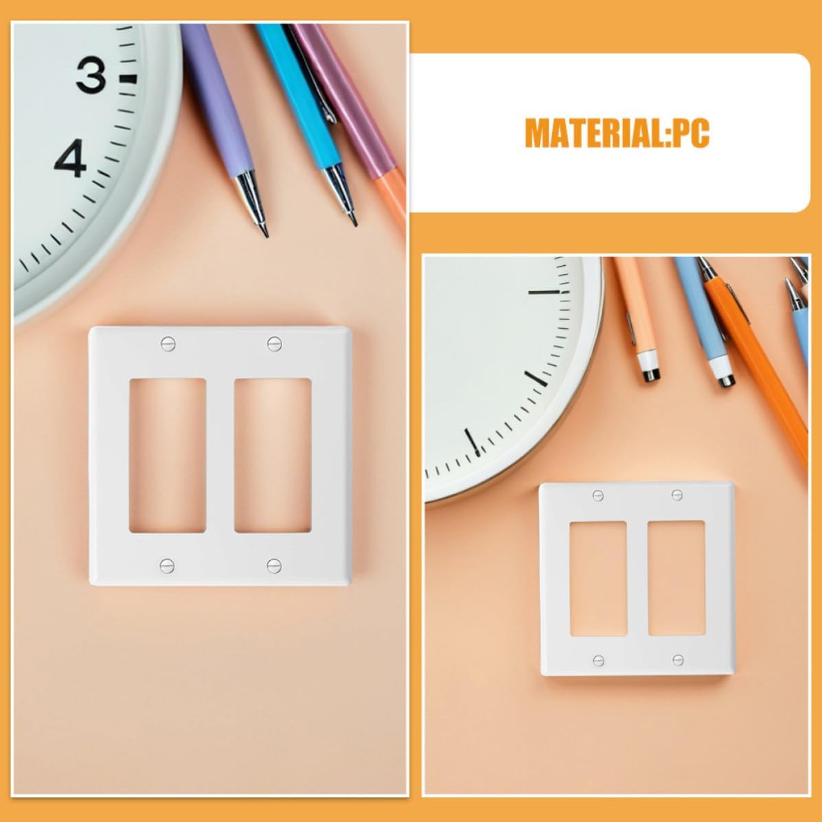 4pcs White Electrical Cover Plates for Switch and Outlet, Sturdy Flame Retardant PC Material with Quick Installation, American Design Wall Switch Plate Covers for Home Decor