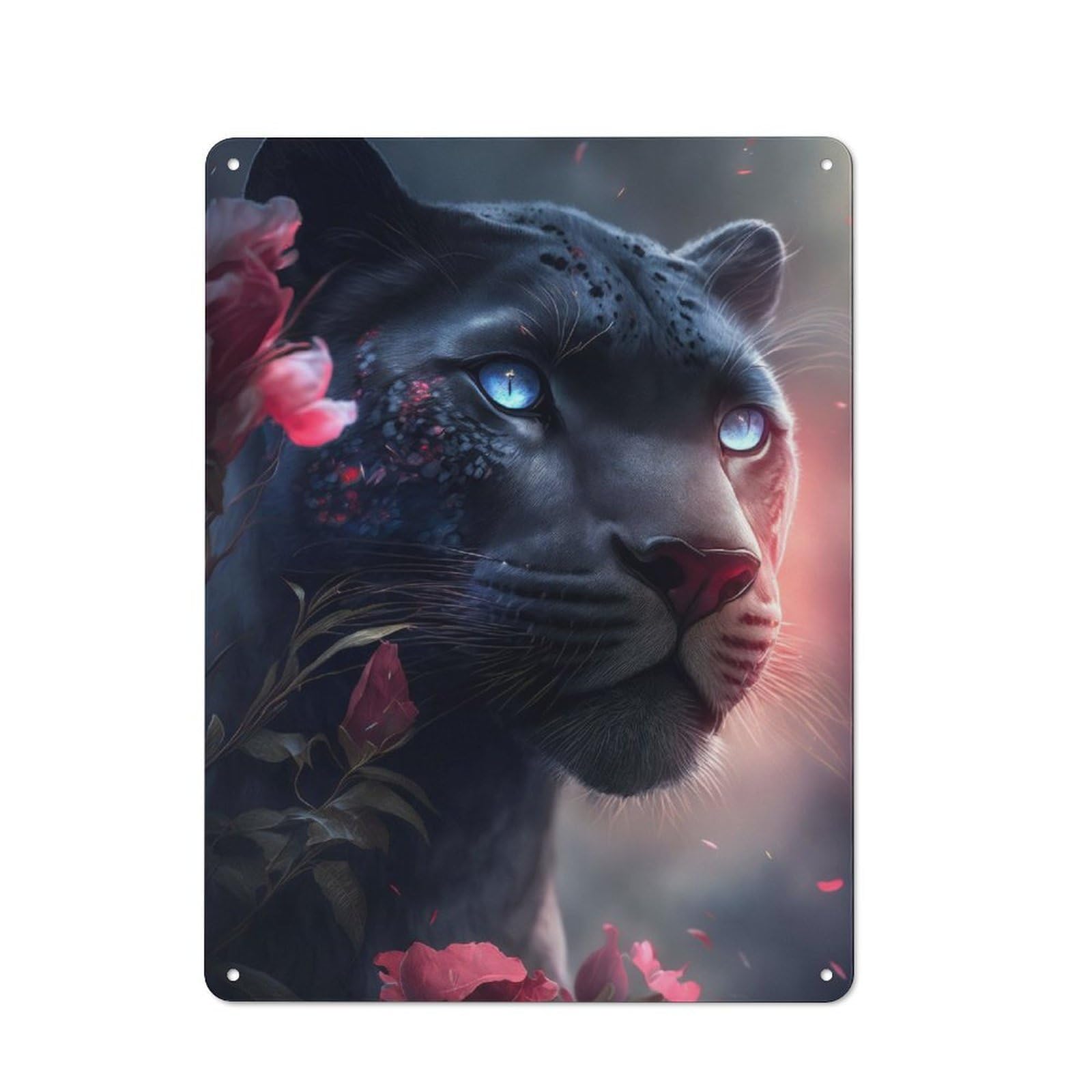Junmoney The Pink Black Panther Retro Metal Plaque 40X30cm For Lounge Or Reading Corner, Winter Wall Decor For Reading Corner Decorators