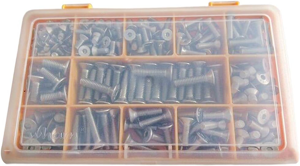 260pcs Socket Screws Hex Head Bolt Nuts Assortment Kit Set,Stainless Steel M4 M5 M6 Thread Size,Full Thread Countersunk Head Allen Hex Drive