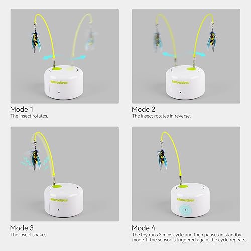 Miniatura 4 de ALL FOR PAWS Juguete interactivo para gatos, juguete automático de enriquecimiento de insectos para gatitos de interior, juguete volador con sensor