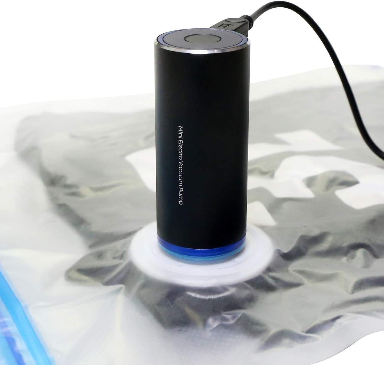 The perseids Portable Automatic Vacuum Pump for Storage Bags, Mini USB Electric Vacuum Pump Sealer Machine with Storage Bag for Clothes Food Travel Household Space Saver,Easy to use and effortless