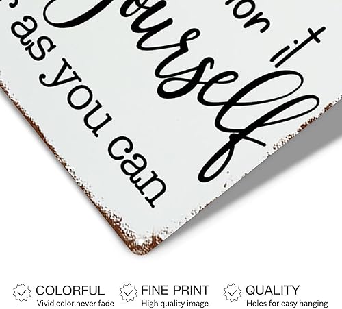 Miniatura 10 de LUIJORGY Letrero de metal para la familia letrero de metal decorativo con texto en inglés Always Stay Humble And Kind divertido diseño retro placa