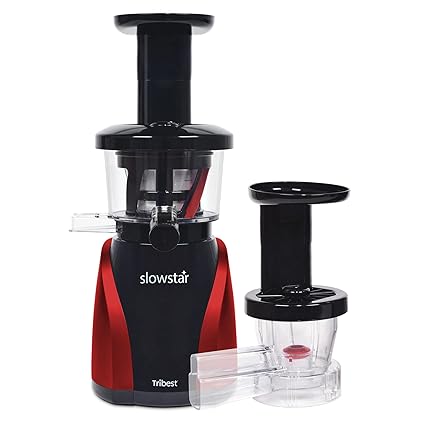 Tribest SW-2000-B Slowstar Vertical Slow Cold Press Juicer and Mincer, Red/Black