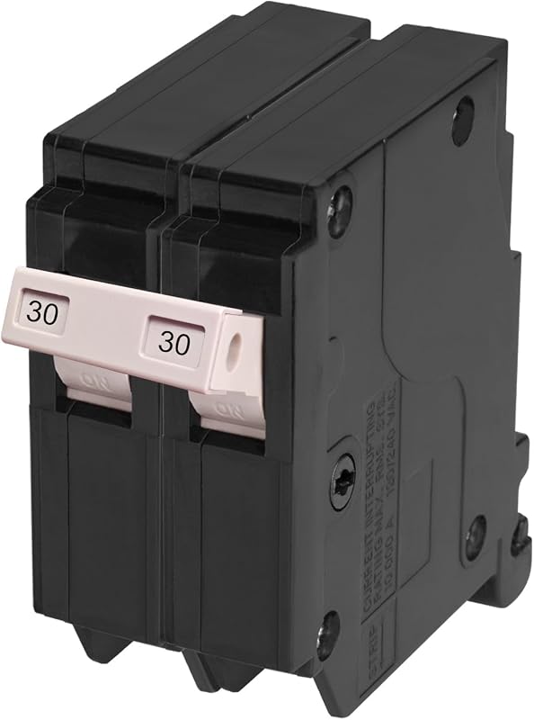 30 Amp 2-Pole Circuit Breaker, Type 3/4-Inch Plug-On Molded Case Circuit Breaker, 120/240V, Thermal Magnetic, 10-Yr Warranty