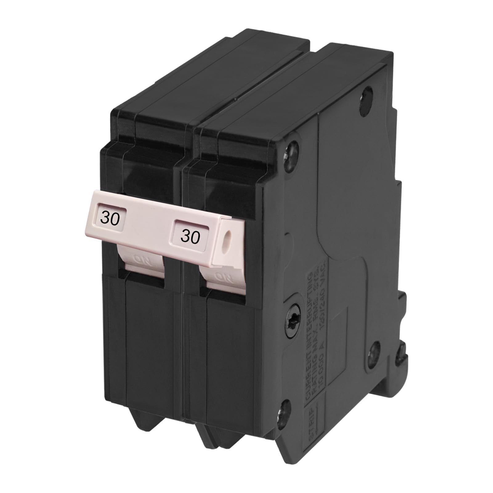 30 Amp 2-Pole Circuit Breaker, Type 3/4-Inch Plug-On Molded Case Circuit Breaker, 120/240V, Thermal Magnetic, 10-Yr Warranty