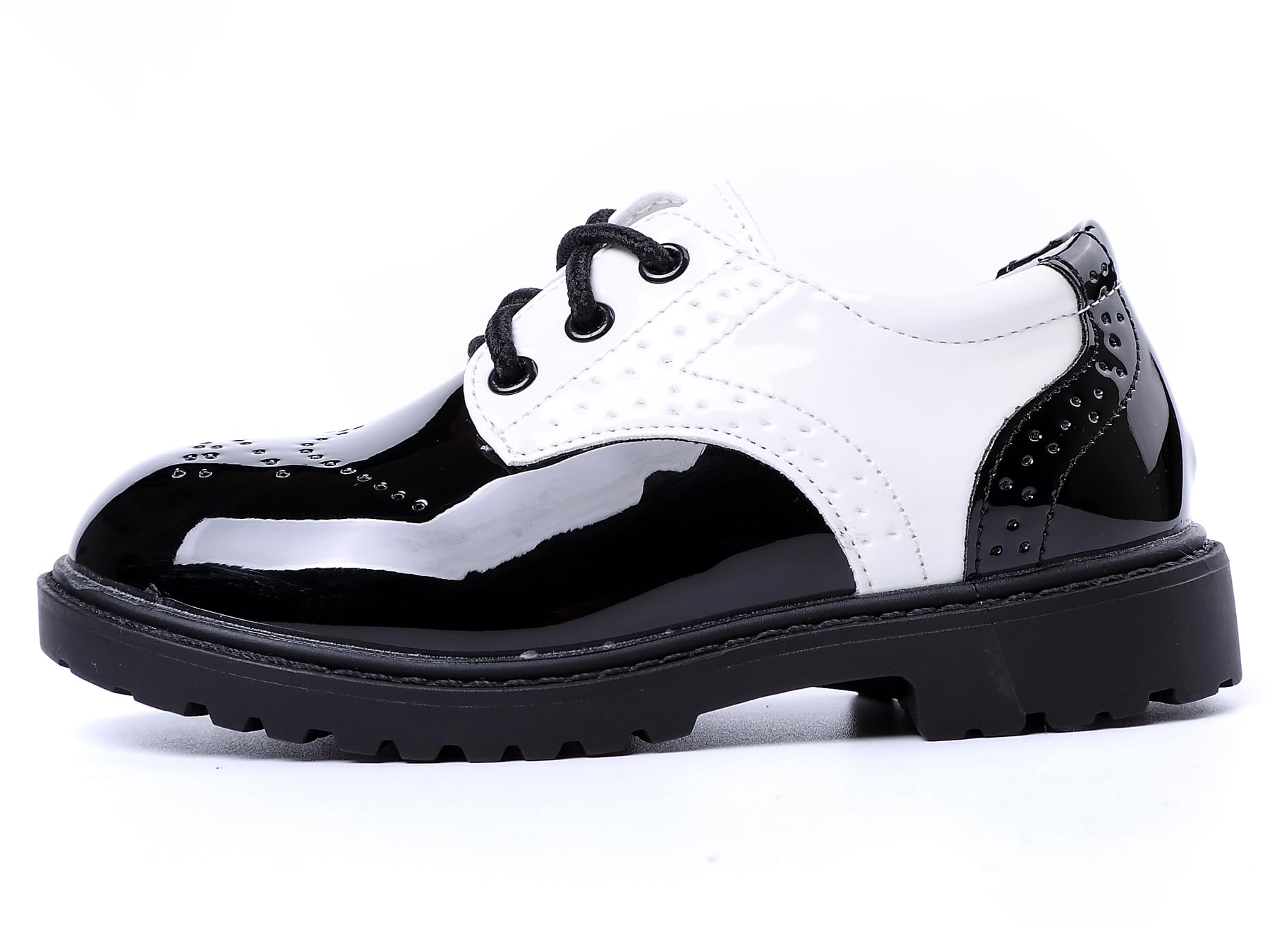 PPXID Garçon Fille Mixte Enfant Ecole Cuir Oxford Chaussures de Ville à Lacets pour Mariage Costume