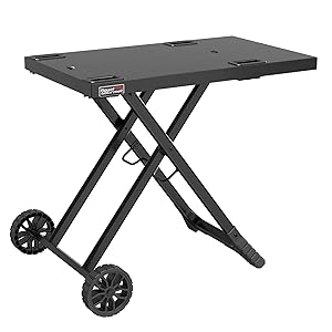 Royal Gourmet Mesa de Barbacoa Plegable para Barbacoa de Gas, Soporte para Barbacoa de Mesa, Carrito Plegable con Ganchos, Mesa Plegable para Barbacoa de Gas, GT2005-G Negro