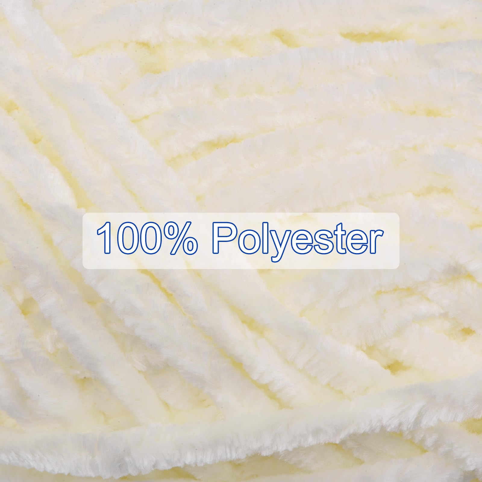 QUARKZMAN 4pz Filato di Velluto Morbido Filato di Chenille 4x100g/14.1oz (347iarde) Filato Soffice e Caldo per Maglia Uncinetto Tessitura Coperte Borse Sciarpe Guanti, Crema