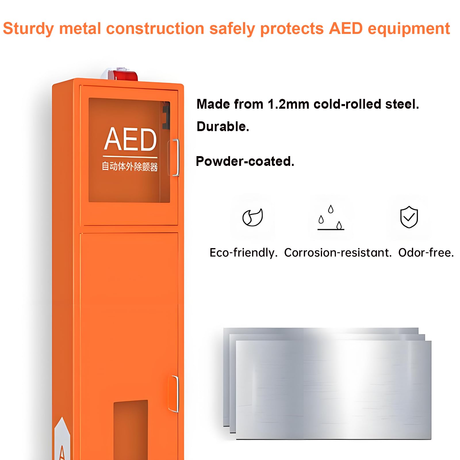 Gabinete Vertical para DEA,compartimentoalmacenamiento Integrado con Partición 3capas,Alarma Automática Al Abrir Puerta,Control Doble Interruptor,Compatible con CualquiermodeloDEA,accesorápido