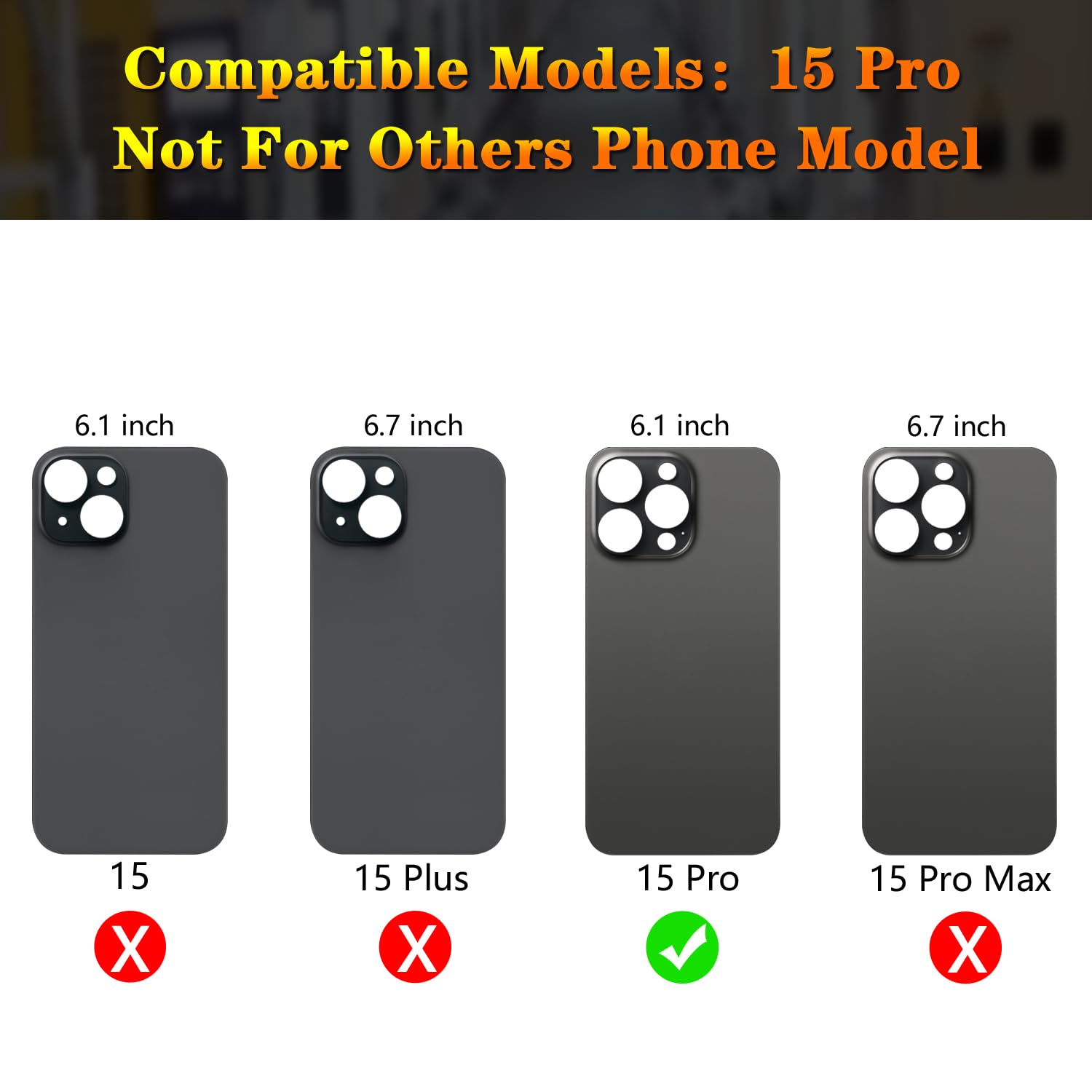 ReuWeu Rear Back Glass Cover Replacement Compatible with iPhone 15 Pro 6.1