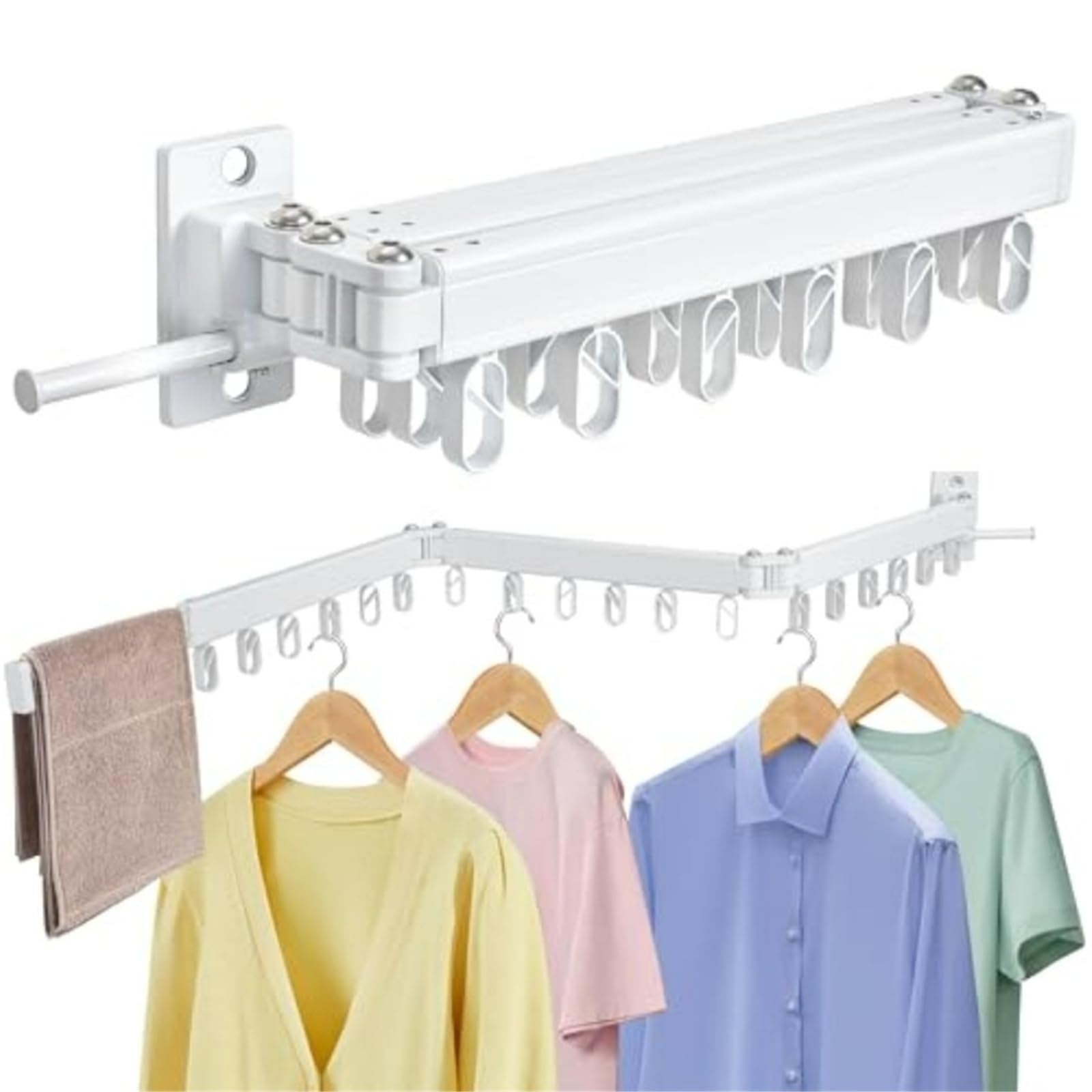 Wall Clothes Drying Rack Clothes Drying Rack Wall Mounted Foldable, Retractable And Collapsible Tri-Fold Space-Saving Laundry