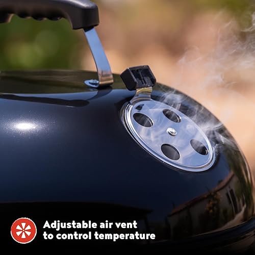 Miniatura 8 de Megamaster Ahumador vertical para barbacoa de carbón de 18 pulgadas, parrilla portátil 4 en 1 para exteriores con ventilación de aire ajustable, 600