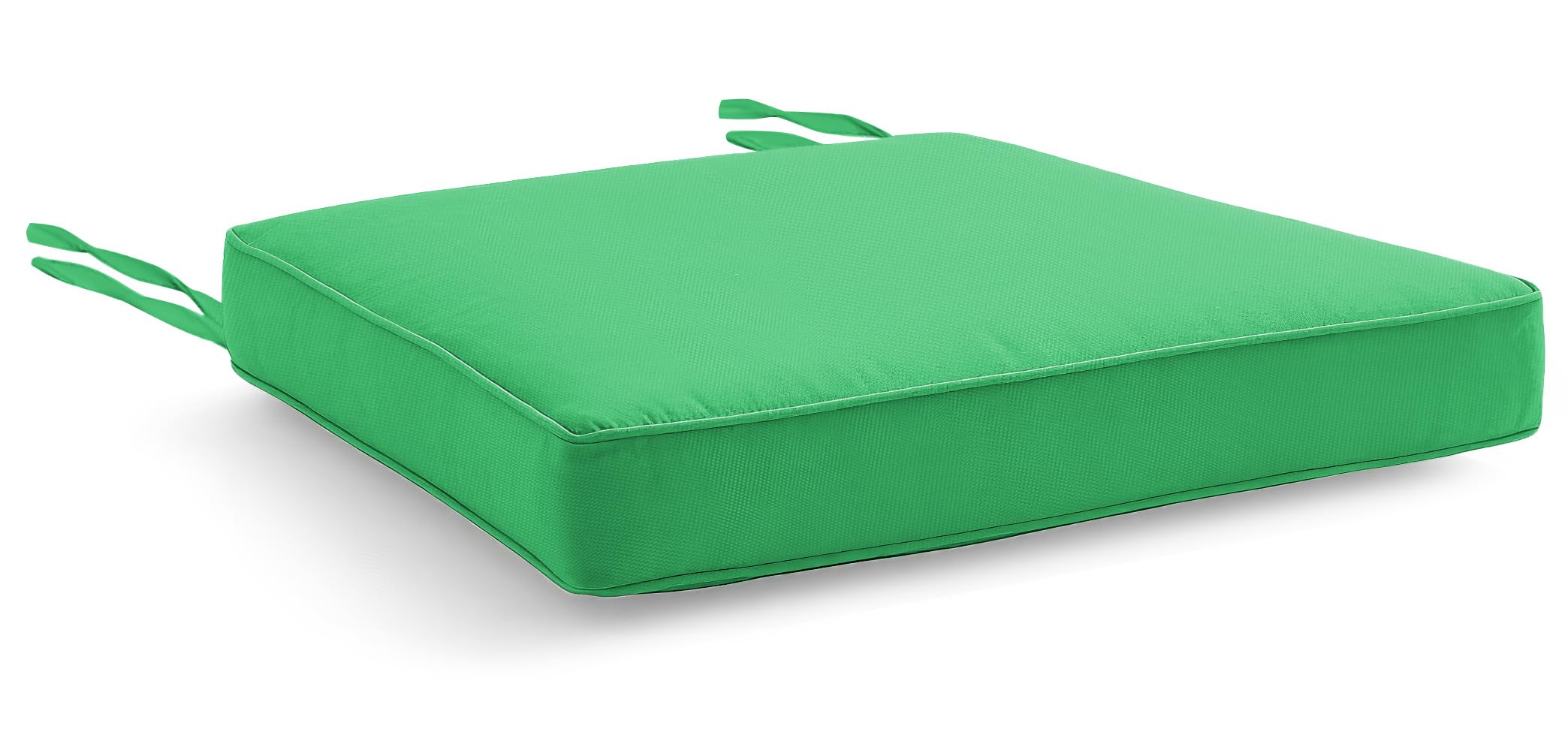 Water Resistant Chair Cushions with Ties for Indoor and Outdoor Use - Patio Furniture Seat Pads with Durable Polyester Fabric - Ideal for Dining, Lawn, Garden, Coffee Shop (44 x 50 x 5cm, Light Green)