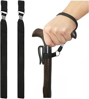 2pcs Walking Stick Wrist Straps, Stick Accessories Strap,Wrist Loop for Walking,Black Nylon Strap Wrist Straps Hand Wristb...