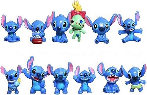 HongShengFu Para decoración de pasteles Mini Lilo y Stitch, 10 piezas de juguetes de puntada para decoración de pasteles de cumpleaños con temática