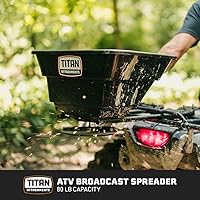 Vista 2 de Titan Attachments Esparcidor de transmisión ATV/UTV de 12 voltios, capacidad de 80 libras, montaje trasero o frontal para ATV, UTV o tractor