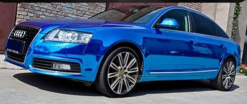 Miniatura 4 de Moyishi Adhesivo de vinilo azul espejo cromado de 12 x 60 pulgadas, lámina de película azul, autoadhesiva