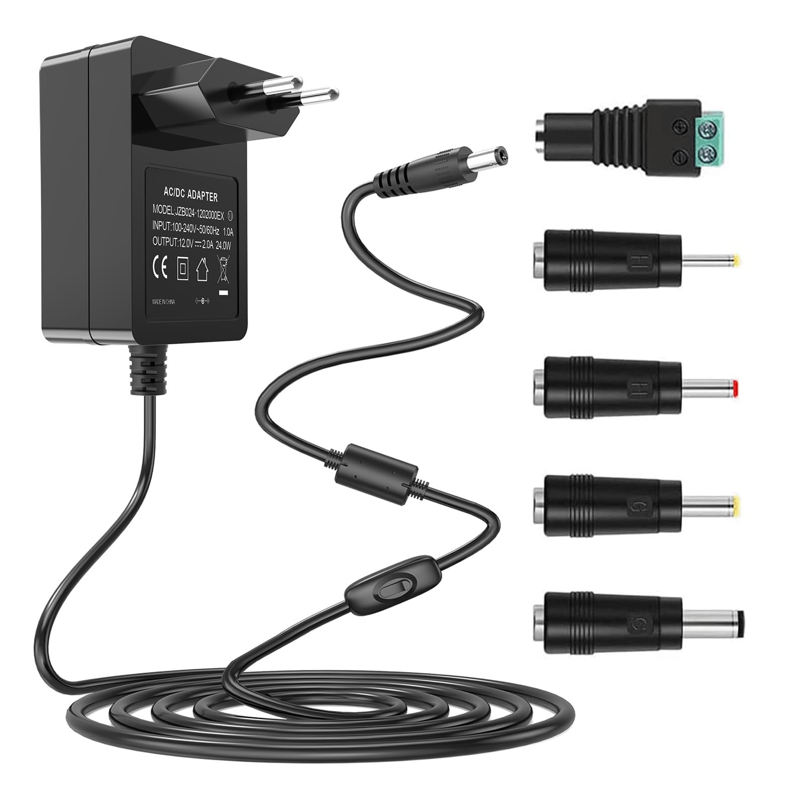 Alimentatore 12V 5A 60W ShineBurky – Trasformatore AC 100-240V A DC, Spina UE 5.5x2.1mm, Per Strisce LED E CCTV