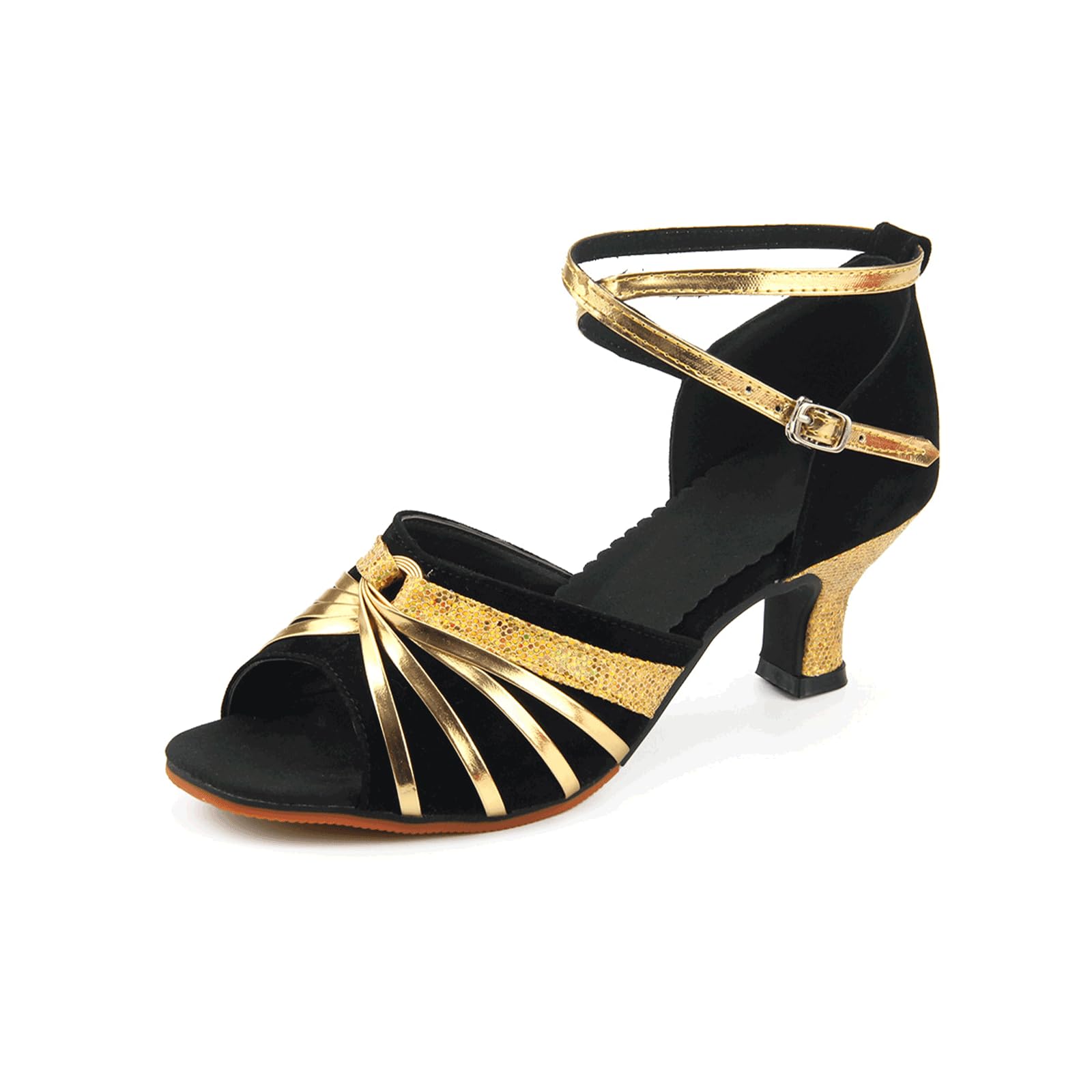 Chaussures de danse latine en daim bout ouvert pour tango salsa - 7