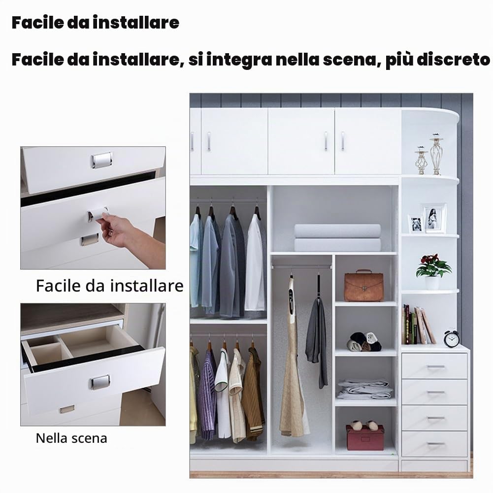 DYK&NX Cassaforte per Impronte Digitali Cassetto, Cassaforte Elettronica con Identificazione delle Dita, installare mimetizzata sul Fondo dell'Armadio, per Oggetti di Valore