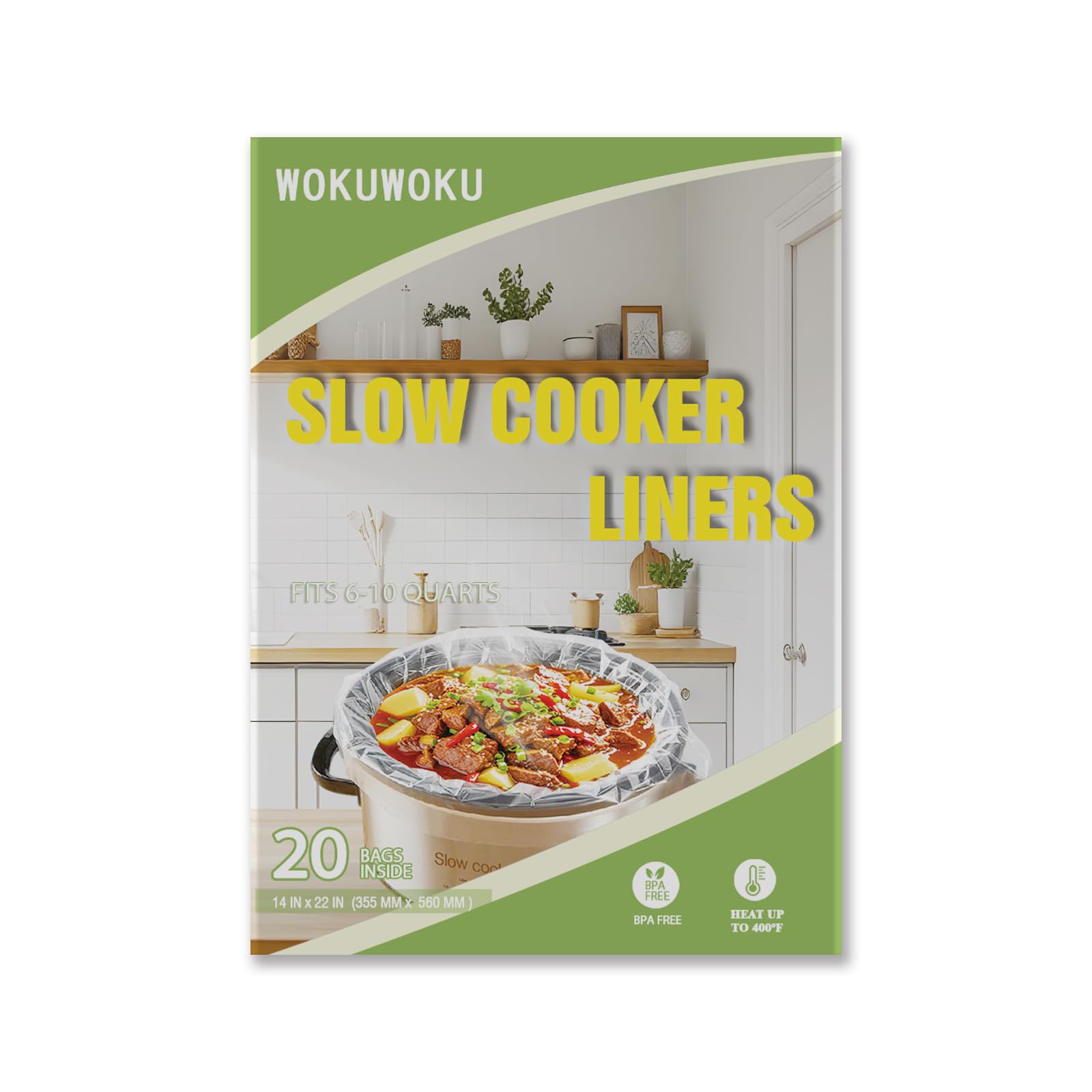 Slow Cooker Liners 20 Cooking Bags Extra Large Disposable Pot Liner Plastic Bags for 6QT to 10QT Slow