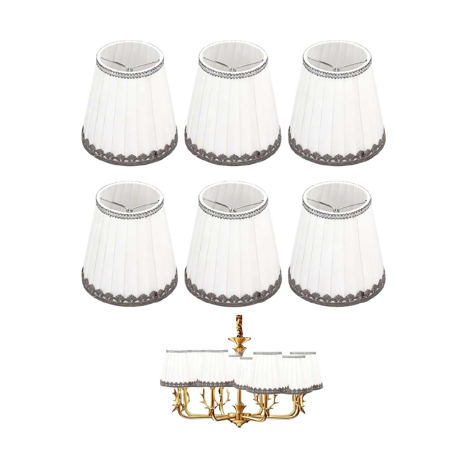 Lot De 6 Petits Abat-jour à Clipser Pour Ampoules Candélabres, Abat-jour En Tissu, Moderne Et Simple, Pour Lampe De Table, Mur, Lampadaire
