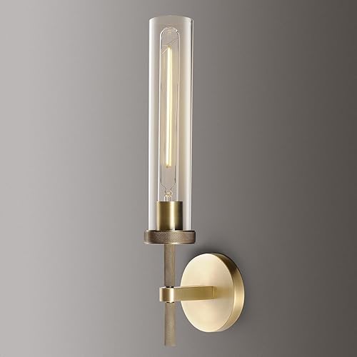 Miniatura 1 de Apliques de pared modernos de latón, apliques de tubo de vidrio, accesorios de luz dorados para tocador de baño, apliques de pared interiores para
