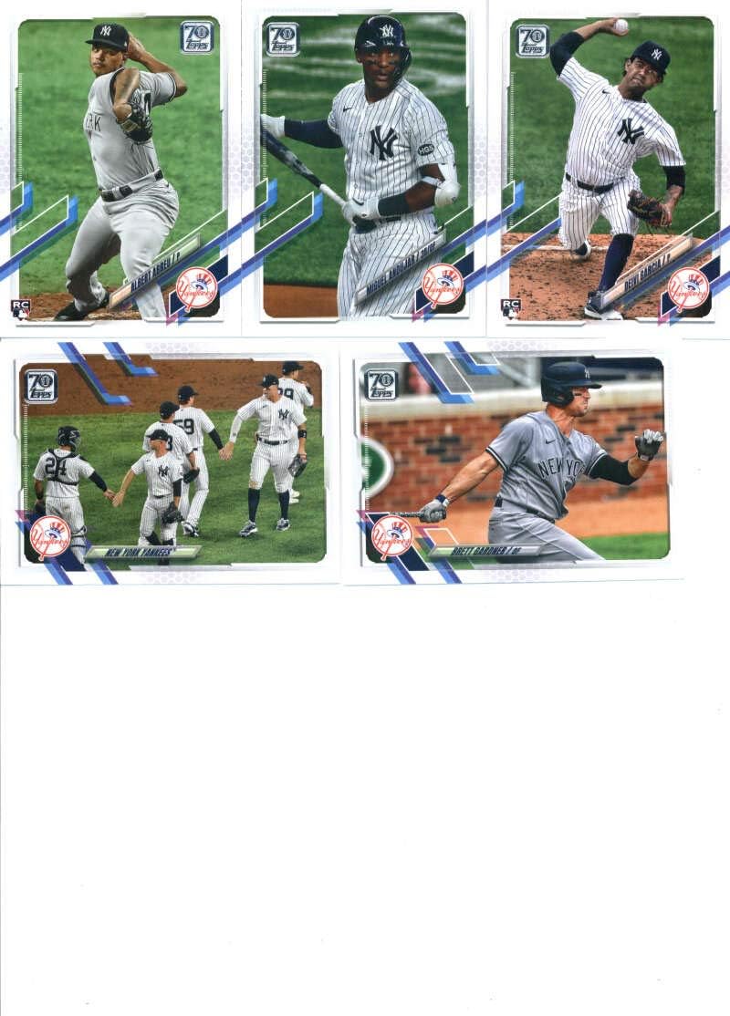 2021 Topps Complete (Series 1 & 2) New York Yankees Team Set of 26 Cards: Miguel Andujar(#30), New York Yankees(#39), Deivi Garcia(#41), Brett Gardner(#81), Albert Abreu(#88), Gerrit Cole(#95), Aaron Judge(#99), DJ LeMahieu(#108), Gio Urshela(#117), Aroldis Chapman(#157), Luke Voit(#186), Gleyber Torres(#242), Luke Voit(#252), Zack Britton(#254), DJ LeMahieu(#350), Estevan Florial(#406), Clint Frazier(#429), Mike Tauchman(#449), plus more