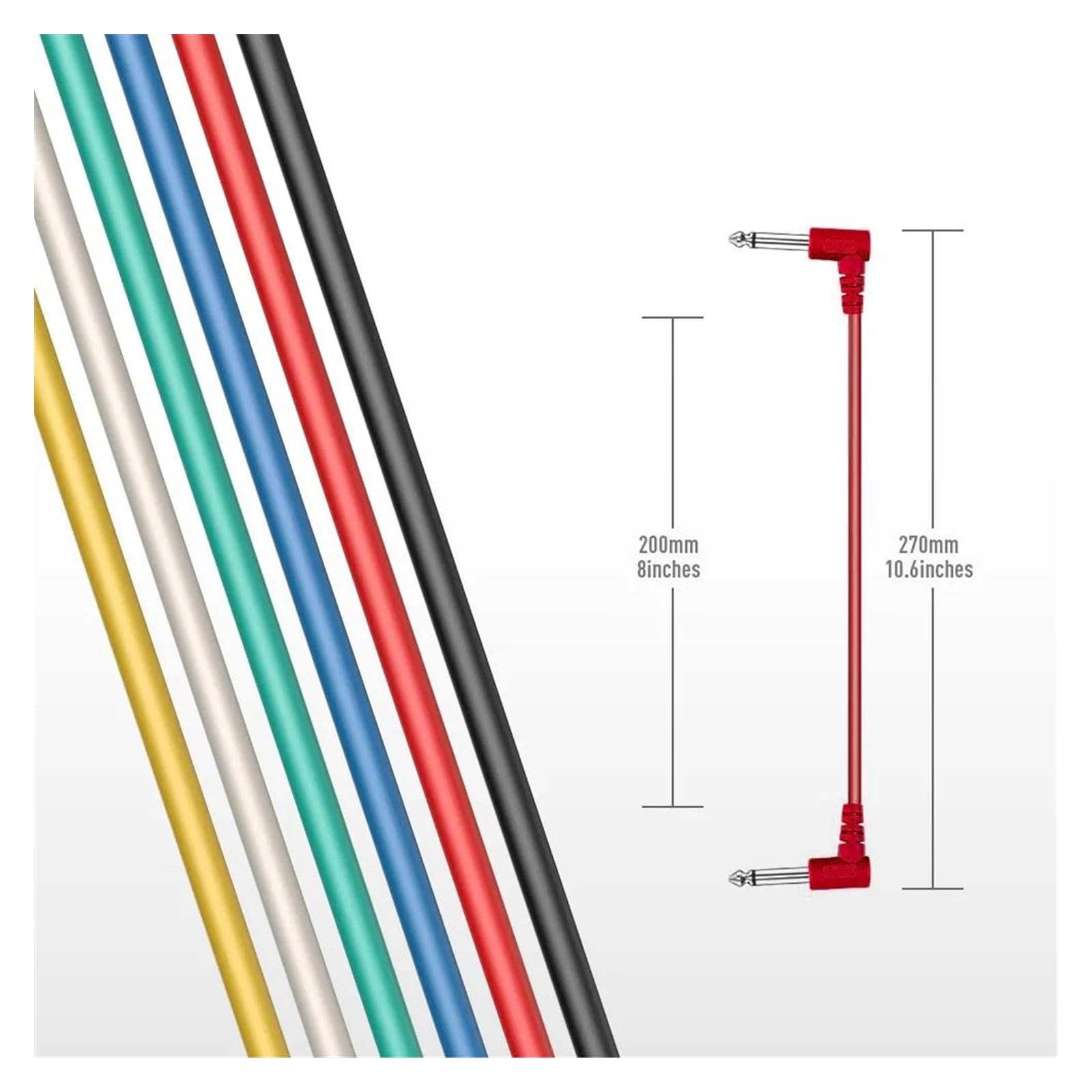 Cable de guitarra Paquete de 6 cables de conexión para guitarra cables para instrumentos y pedales de efectos