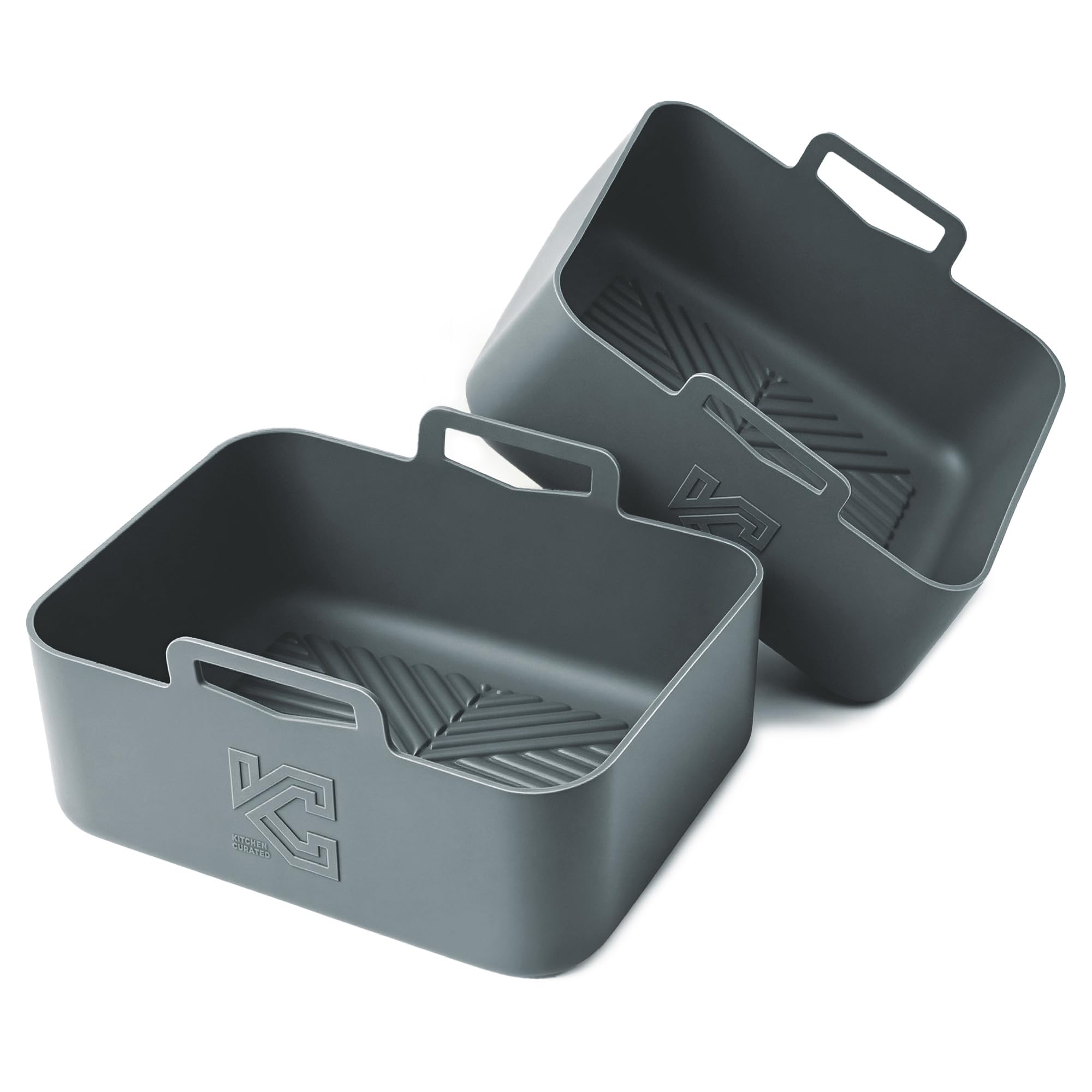 Kitchen Curated Silicone Air Fryer Liners for Ninja DualZone – 2-Pack 10QT, Fits DZ550 DZ401 DZ302 DZ201, Reusable Dual Basket Liner, 2.63mm Thick Platinum Silicone