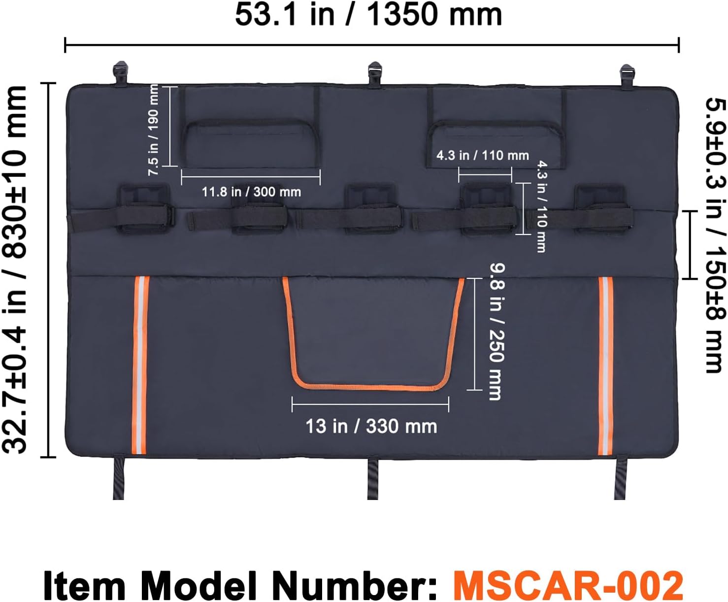 Happybuy Tailgate Bike Pad - 53" for 5 Mountain Bikes,upgraded with grooves, reflective strips, tool pockets and camera opening,tailgate protection for mid-size pickup trucks.