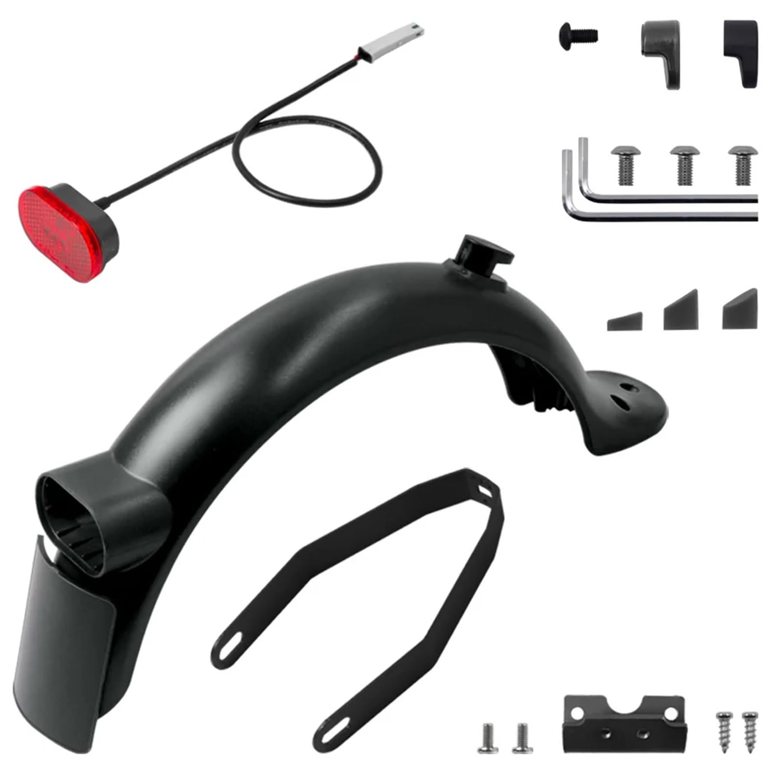 Garde Boue Arrière Garde-Boue arrière for Scooter électrique, Accessoires de Remplacement for feu arrière de Frein et Garde-Boue(Black Sets)