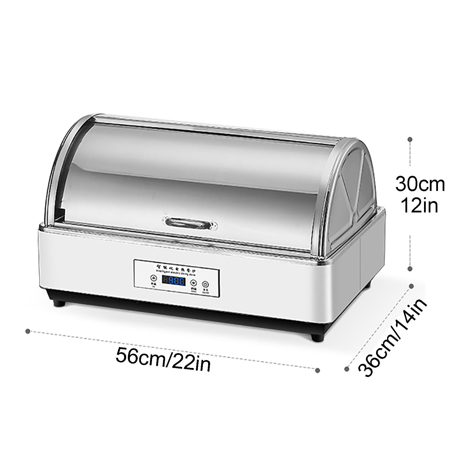 Set da Buffet Elettrico da 12 Litri, scaldavivande in Acciaio Inossidabile con Coperchio a Rullo, Smart Touch Regola la Temperatura, per Catering, Feste, Buff