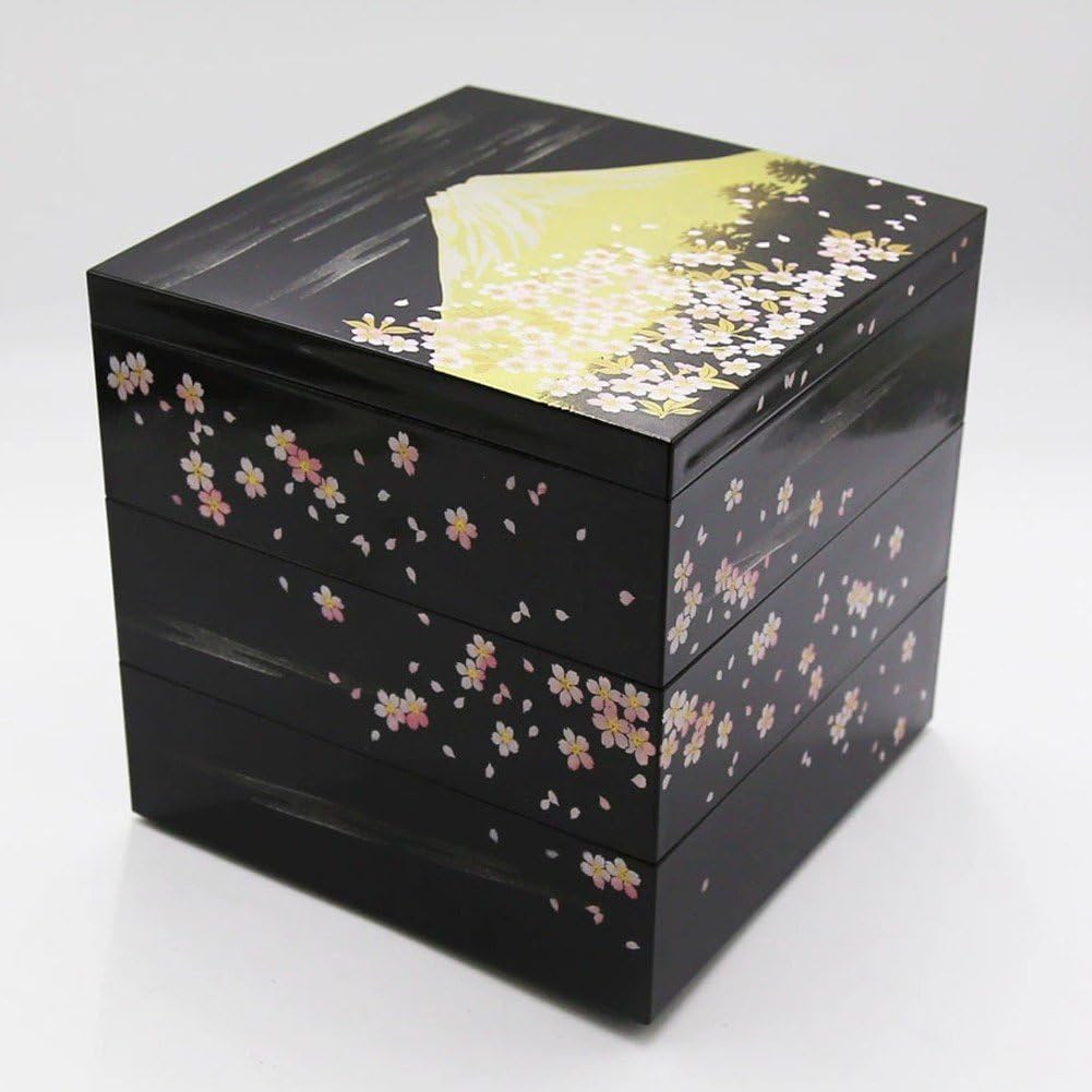 Boîte Jubako Japonaise Traditionnelle À 3 Niveaux, Boîte Empilable pour Aliments, Bonbons, Collations, Boîte À Bento Fabriquée Au Japon, Plastique Laqué