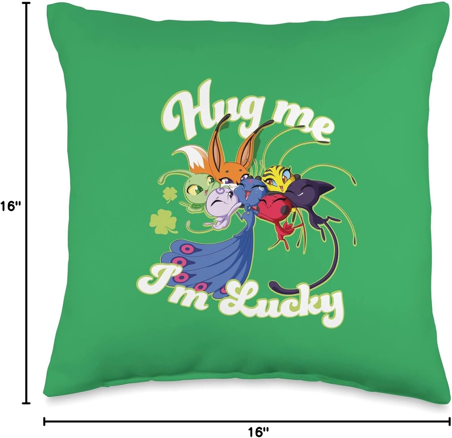 Miraculous Ladybug St Patrick's Day Lucky Kwamis Throw Pillow
