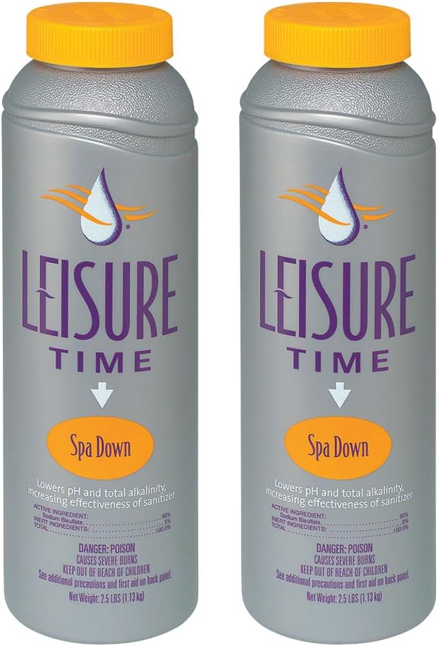 LEISURE TIME 22338-02 Spa Down for Spas and Hot Tubs, 2.5-Pounds, 2-Pack & LEISURE TIME 22339A Spa Up Balancer for Hot Tubs, 2 lbs