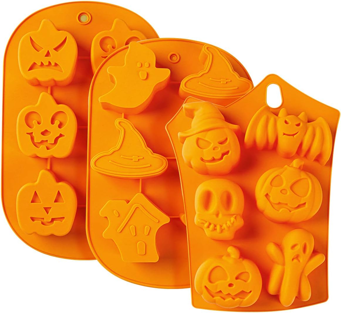 DUNCHATY Halloween Silicone Baking Molds - 3PCS, Nonstick Pumpkin Molds, Perfect for Making Ice Cube, Chocolate, Cupcakes