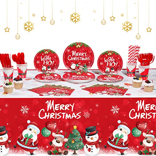 194-Piece Santa & Snowman Tableware Set
