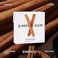 Vista 5 de SIMPLY Gum Canela, goma de mascar natural sin plástico, paquete de 12 (180 piezas) Vegano, Kosher, sin OMG, sin aspartamo y sin sorbitol