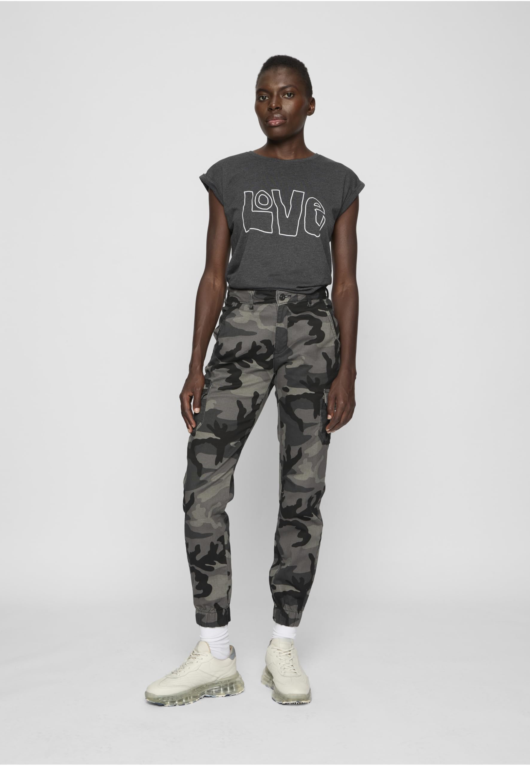 Urban Classics Damen Ladies High Waist Camo Cargo Pants