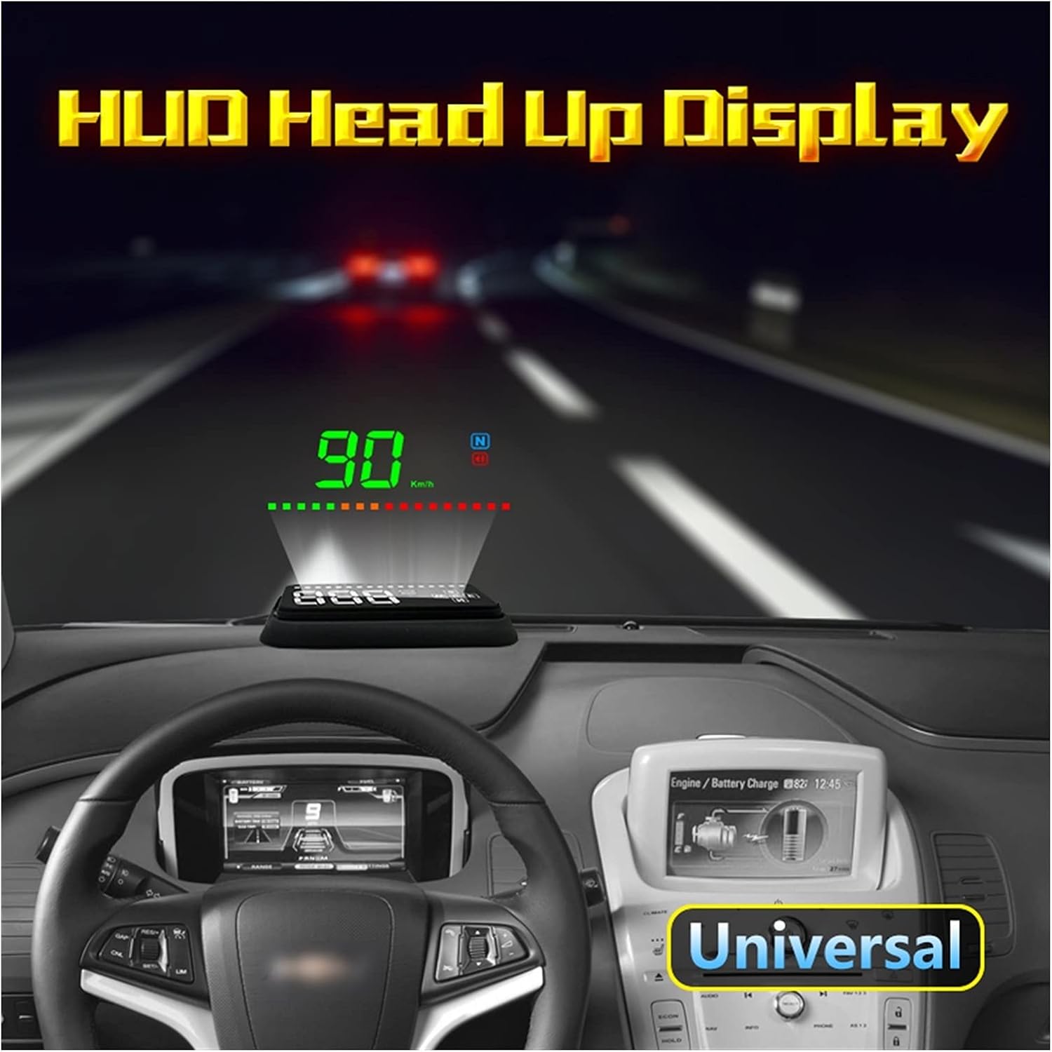 A2 HUD 3.5 inch GPS Car Head Up Display Speed Alarm Compass Windshield Projector Speedometer HUD via GPS Satellites